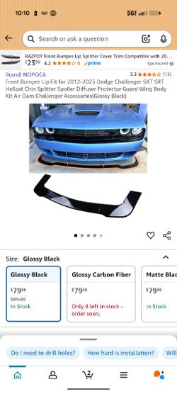 Glossy Black Front Bumper Spoiler Air Splitter