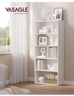 Bookshelf, 5-Tier Bookcase, Book Shelf, Open Storage Shelf, 9.4 x 23.6 x 52.5 Inches, for Living Room, Home Office, Dining Room, Cloud White ULBC165T1