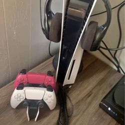 PS5 w/ 2 Controllers , Bluetooth Gaming Headset , and a Charger For Both Controllers 