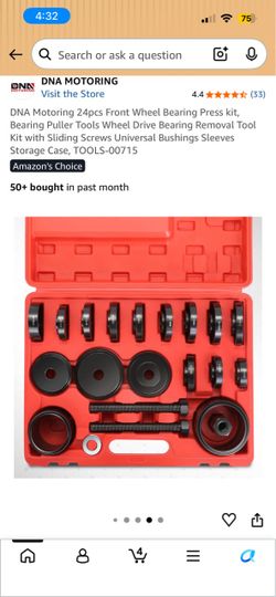 DNA Motoring 24pcs Front Wheel Bearing Press kit, Bearing Puller Tools Wheel Drive Bearing Removal Tool Kit with Sliding Screws Universal Bushings Sle