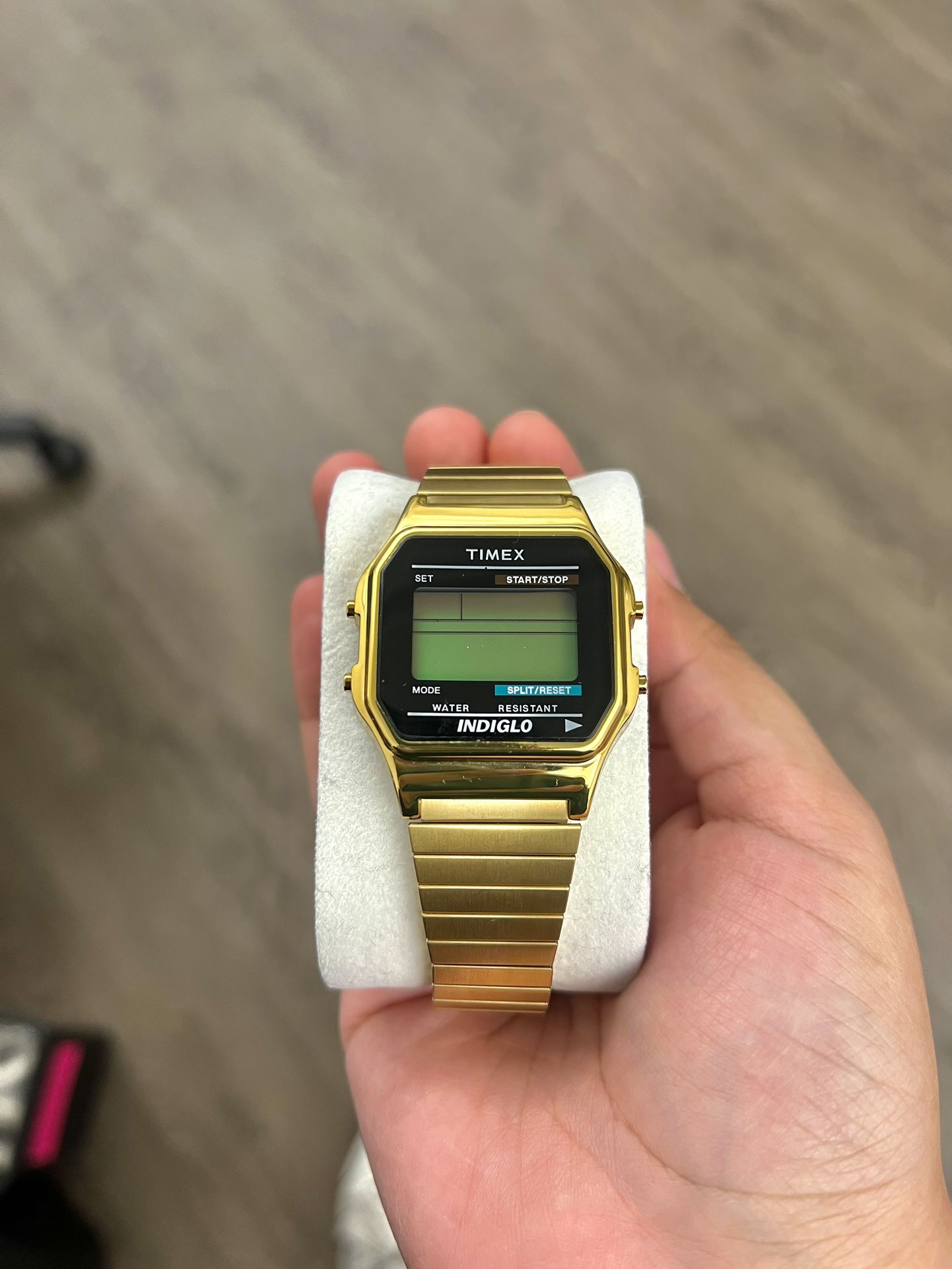 Timex Digital Watch Gold Tone Indiglo - Stretch Band for Sale in