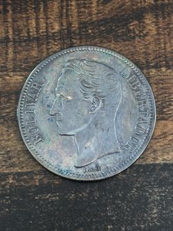 1936 Venezuela 5 Bolívares silver coin