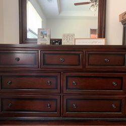 Cherry Wood Dresser Drawer with matching mirror