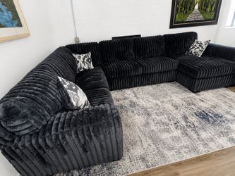 🖤 NEW Oversized Charcoal Corduroy Sectional (3-Piece) 🖤 $0 Down, Flexible Payments