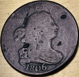 1806 U.S. DRAPED BUST HALF CENT PENNY COIN (VG-Very Good)