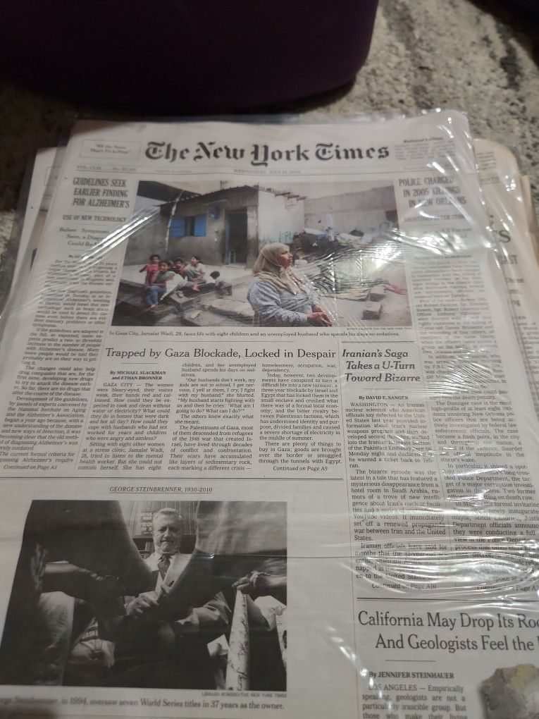 Gaza blockage and George streinbrenner dies