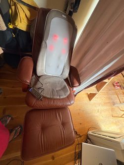 Heated brown  leather massage chair , excellent condition