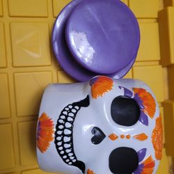 Halloween Sugar Skull Style Cookoe Jar