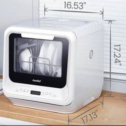 COMFEE' Portable Mini Dishwasher Countertop with 5L Built-in Water Tank for Apartments& RVs, No Hookup Needed, 6 Programs, 360° Dual Spray, 162℉ High-