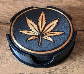 Pot Leaf Coasters (Set of 4, 3D Printed)