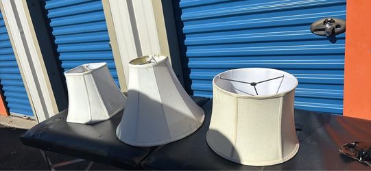 Set of 3 White Fabric Lamp Shades