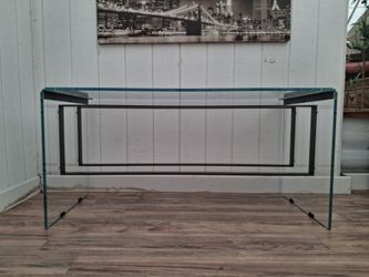 Post Modern Minimalist Industrial metal and glass desk, console