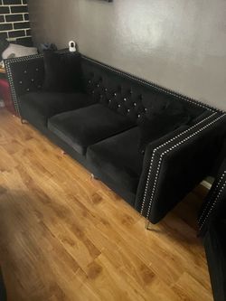 matching 3-piece black velvet living-room set