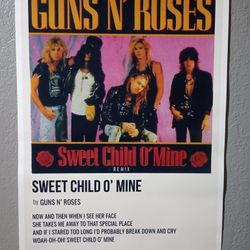 Rock Legends Guns N' Roses Sweet Child Of Mine Album Cover & Lyrics Canvas...
