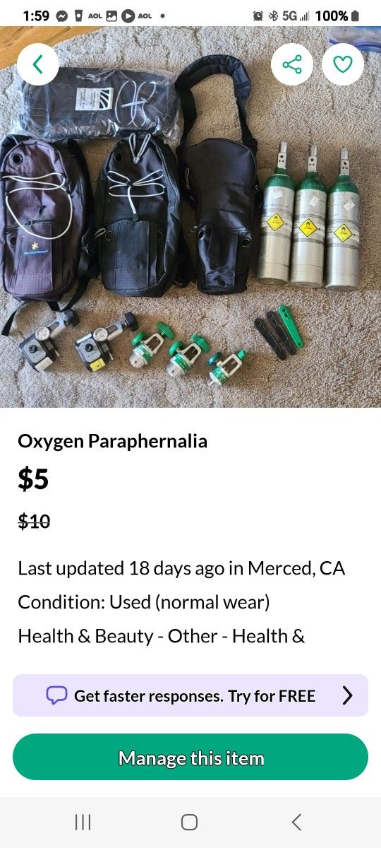 Oxygen Items/bottles Are Full Lots Of New Lines