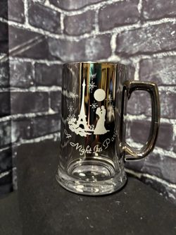 A Night In Paris" Etched Glass Beer Mug / Stein