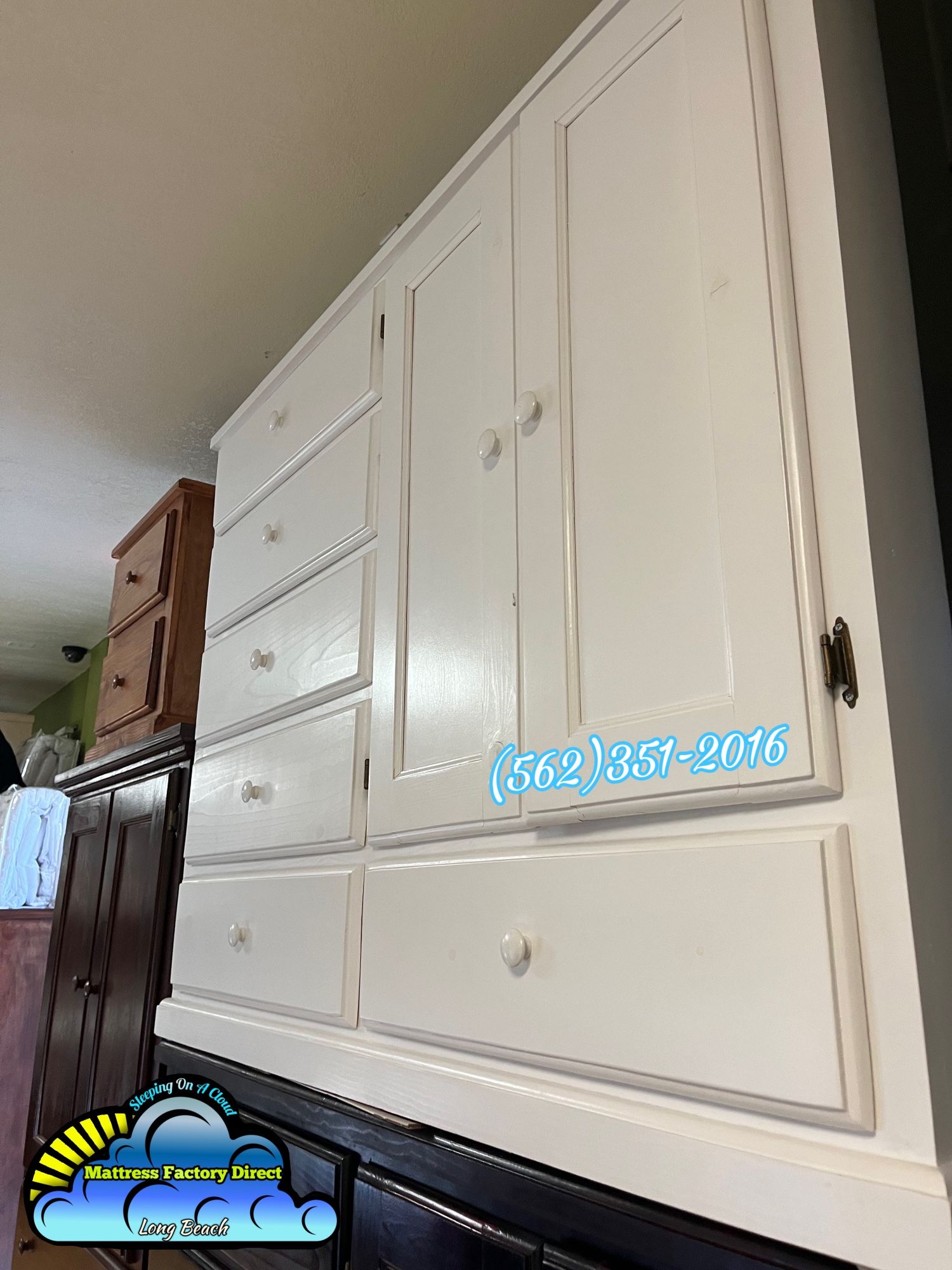 White Premium Solid Wood Closet Baby Armoire- Madera Pino