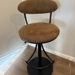 Hillsdale Venus adjustable swivel Bar Stool with brown suede seat