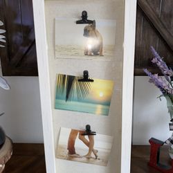 Wood Glass Picture Frame Holds 3 Pictures