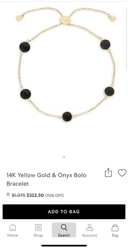 14k Yellow Gold & Onyx Bolo Bracelet