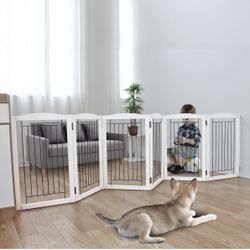 Freestanding Foldable Dog Gate 6 Panels 