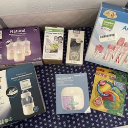 Baby Bottles, Mini Sterilizer, Silicone Breast Pump, Pacifier, Teething Toy