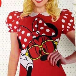 Women's  Disney's Minnie Mouse S/M Shirt/Costume w/ Puffy Shoulders