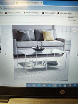 Living Room Table w/Tempered Glass/Chrome Plated Iron By SEI CK5000 Knox Glam