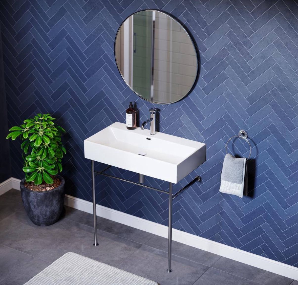 Modern White Bathroom Sink with Stand