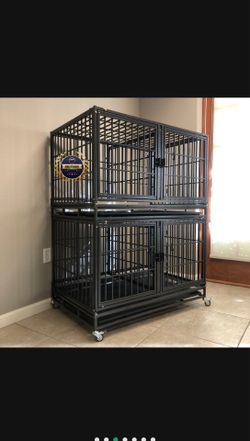 Double stacked dog pet cage kennel size 43 with divider and fee