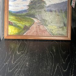 Framed Original Landscape Painting – Path Through Trees