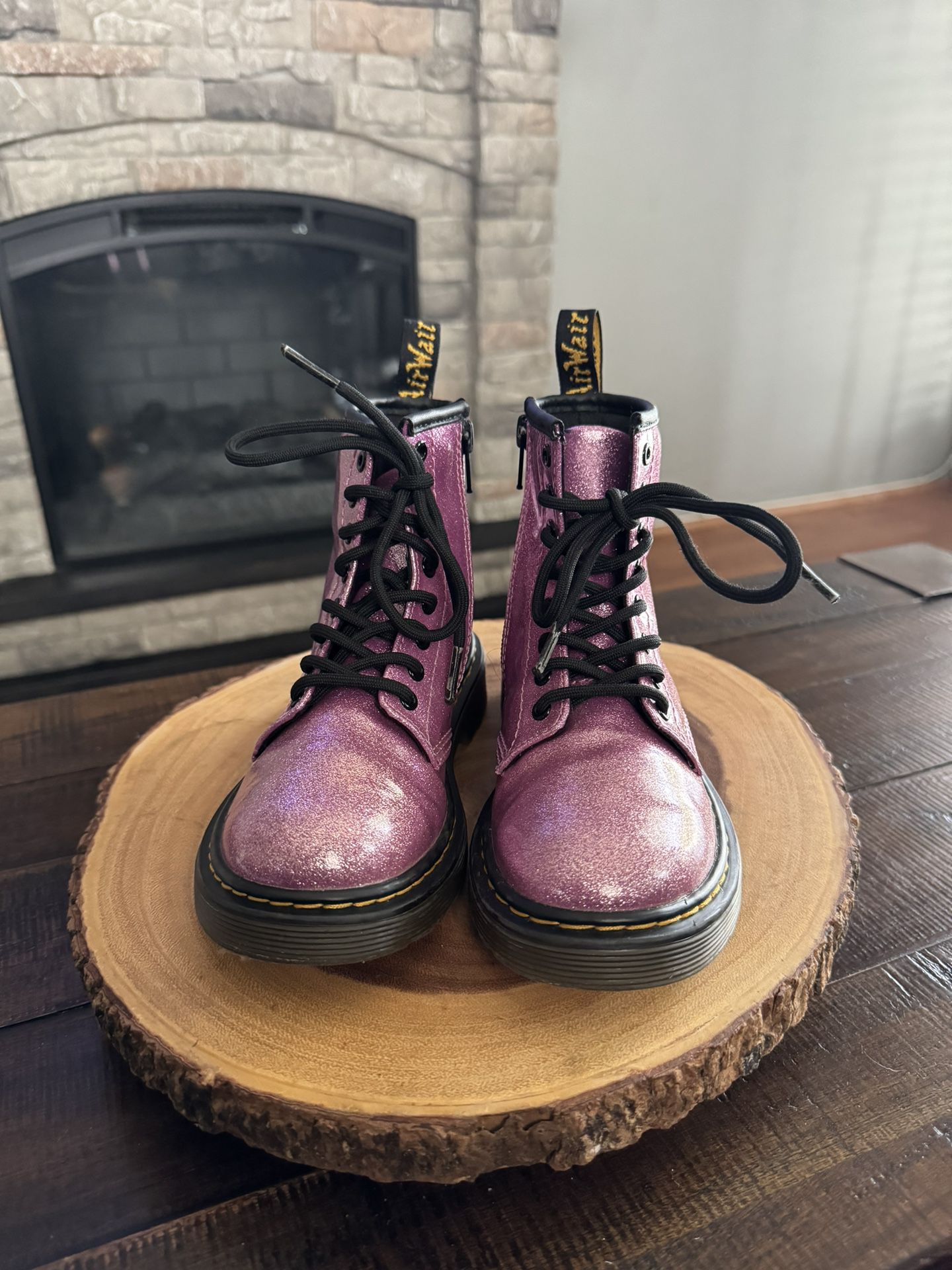 Dr. Martens 1460 8-Eye Glitter Boots. Size 13. Little girls. Color Pink glitter. Great condition. 