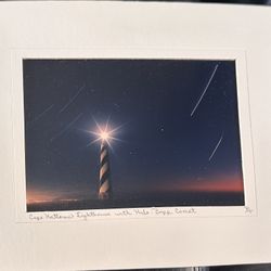 Matted “Cape Hatteras Lighthouse with Hale-Bopp Comet".
