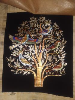 Original gold leaf and gouache on papyrus, by Khedr, Egypt