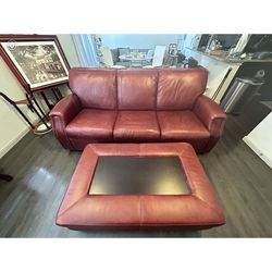 Leather Sofa And Ottoman 