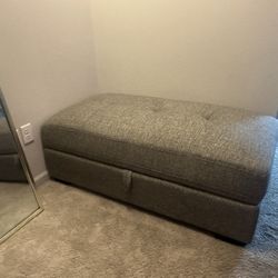 Large Grey Ottoman With Storage 