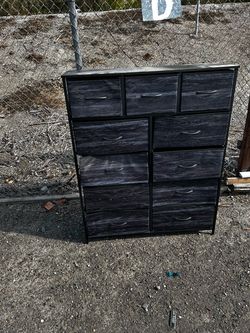 Black Fabric Dresser with 11 Drawers