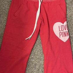 VS ruby color with white heart graphic sweats size L 