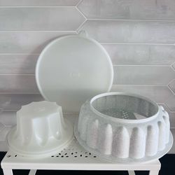 Vintage Tupperware Jello Mold/Ice Ring Speckled Gray 3 Pieces