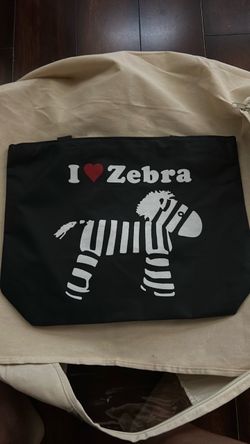 I Love Zebra Black Tote Bag