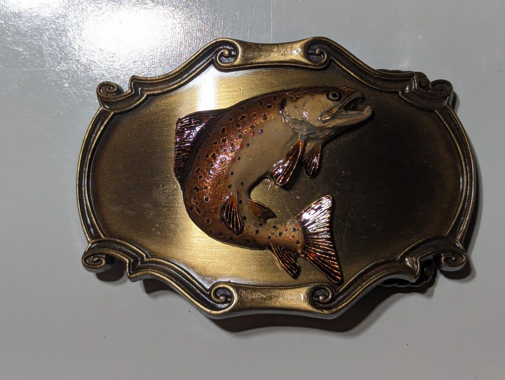 Vintage 1978 Raintree Fish Belt Buckle - Collectible Angling Accessory