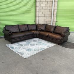 *Free Delivery* Brown Bernhardt Leather Sectional Couch Sofa