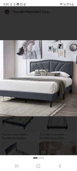 Full Grey Euro Platform Bed With Ortho Mattress Included