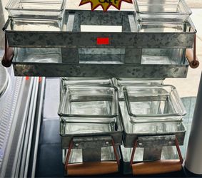 Used tray with glass containers
