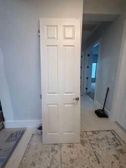 33 Matching 8’ Interior MDF 6-Panel Slab Doors – 1¾” Thick – Hinges & Hardware Included