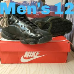 Nike Men's Size 12 Jordan 13 Retro Cap And Gown Black Leather 414571-012