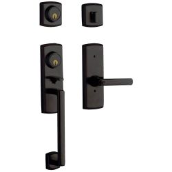 Baldwin Soho Right Handed Single Cylinder Sectional Handleset with Interior Lever, Satin Black 