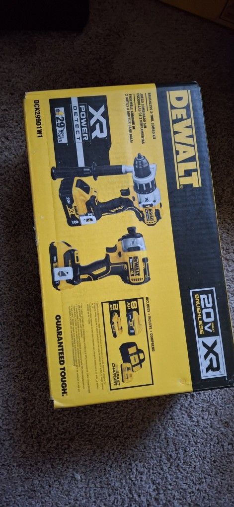 Brand New Dewalt 20v Xr Brushless 3-Speed Hammer Drill And Impact Driver Combo Set Sealed Box $280