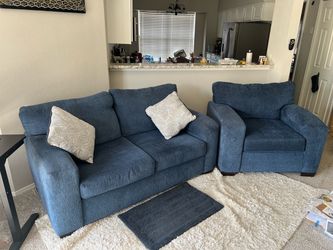Denim Blue Sofa and Love Seat