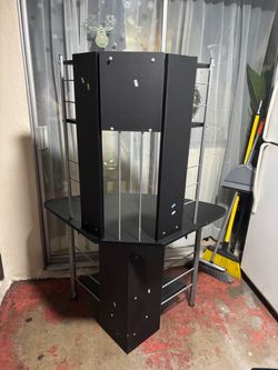 Black Corner Computer Desk with Shelves